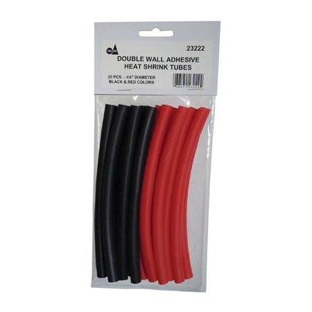 S&G Tool Aid Heat Shrink Tube, Dual Wall, 3:1 I.D. Shrink Ratio, Black, Red, 6 in SG23221